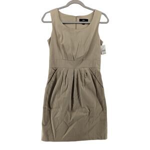 Mossimo Jumper Dress 4 Beige Khaki Tan Scoop Neck Sleeveless Pleated 269336 Mini
